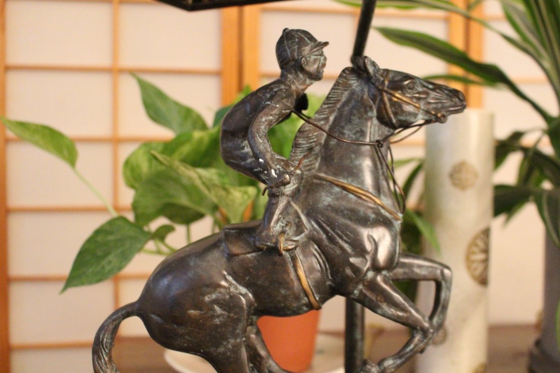 VINTAGE EQUESTRIAN MAITLAND SMITH BRONZE LEATHER LAMP (1 of 7)