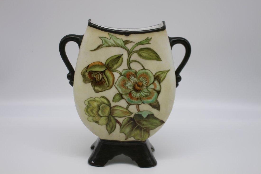 RARE WELLER FOOTED VASE signed (1 of 10)