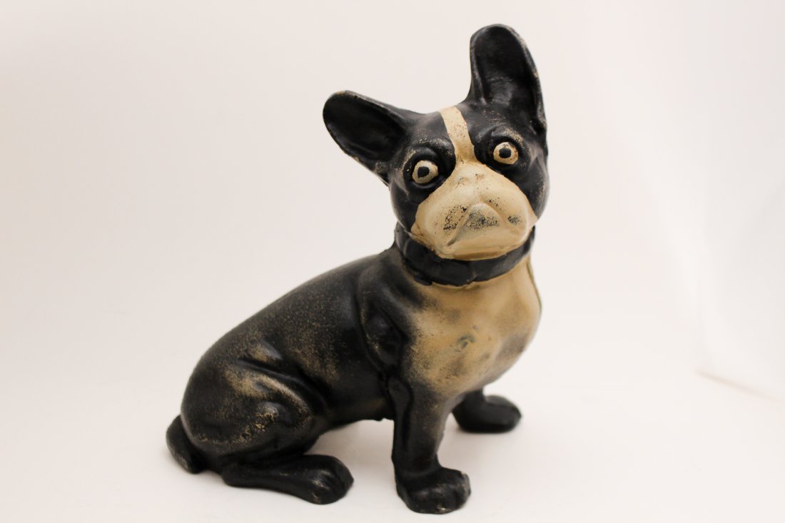 ANTIQUE HUBLEY FRENCH BULLDOG CAST IRON DOORSTOP: ANTIQUE HUBLEY FRENCH BULLDOG CAST IRON DOORSTOP. The condition is very good. Sturdy and worth its weight in gold. Founded in 1894, the Hubley Manufacturing Company was an American producer of a wide 