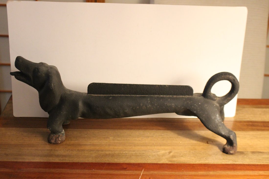 ANTIQUE EARLY BLACK HUBLEY CAST IRON DASHCHUND DOORSTOP: Original 1930's ANTIQUE EARLY BLACK HUBLEY CAST IRON DASHCHUND DOORSTOP