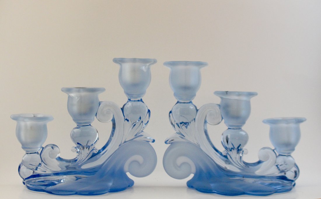 RARE MOONLIGHT CAPRICE DEPRESSION CANDELABRAS (1 of 6)