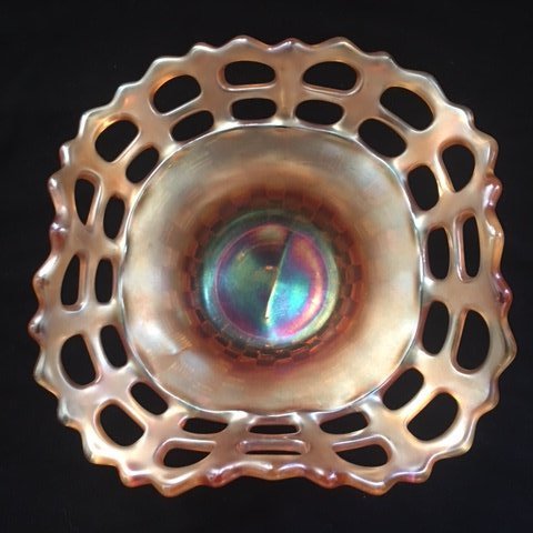 VINTAGE FENTON GLASS BASKET WEAVE  LACED DOUBLE ROW (1 of 5)