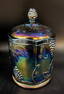 VINTAGE INDIANA BLUE IRIDESCENT HARVEST GRAPE CANISTER