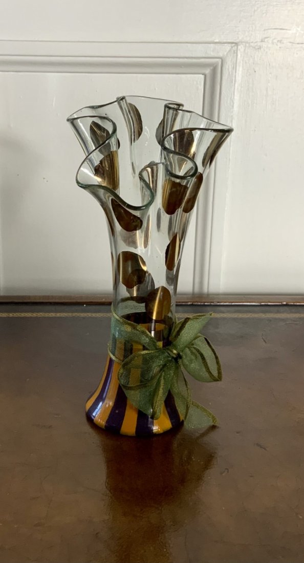 VINTAGE MACKENZIE CHILDS RUFFLED VASE 1993 (1 of 3)