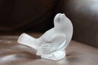 LALIQUE FRANCE Crystal Bird Figurine Signed ..Etched ...Frosted