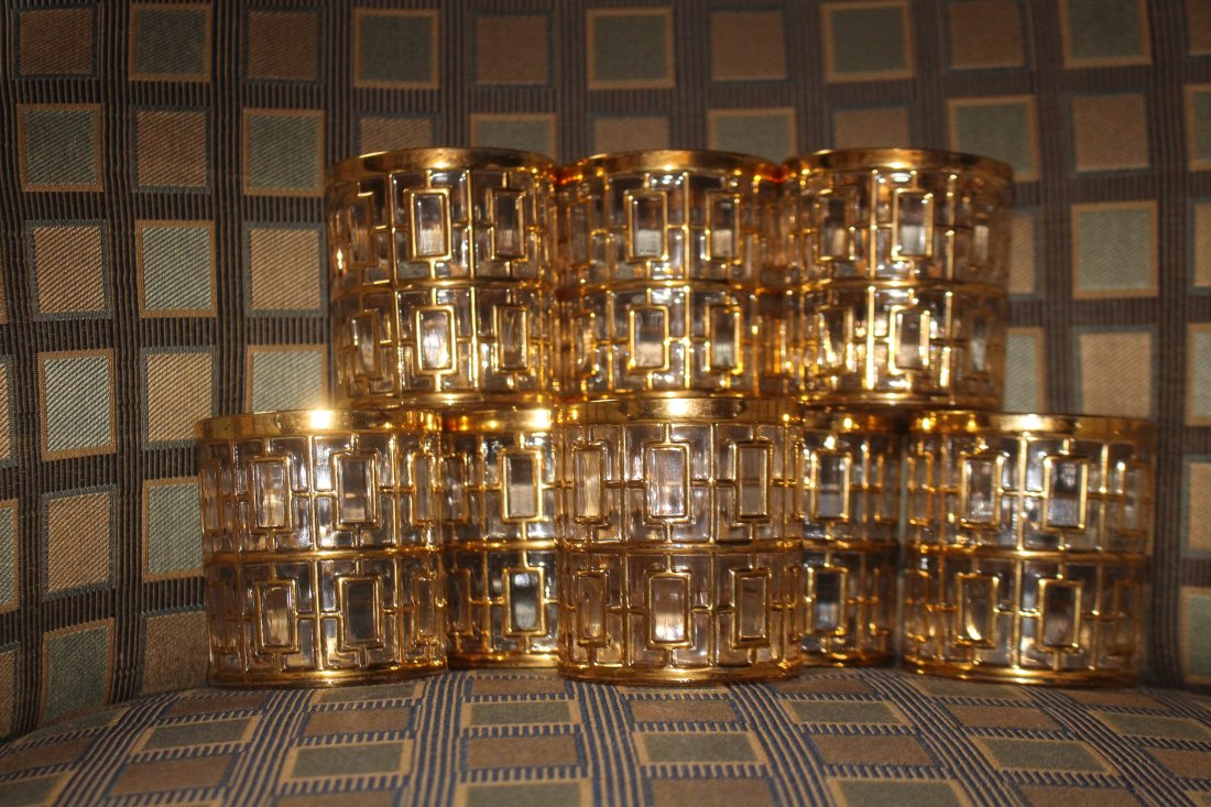 1960S IMPERIAL GLASS CO. SHOJI GLASSES- set of 8  22K low ball (1 of 6)