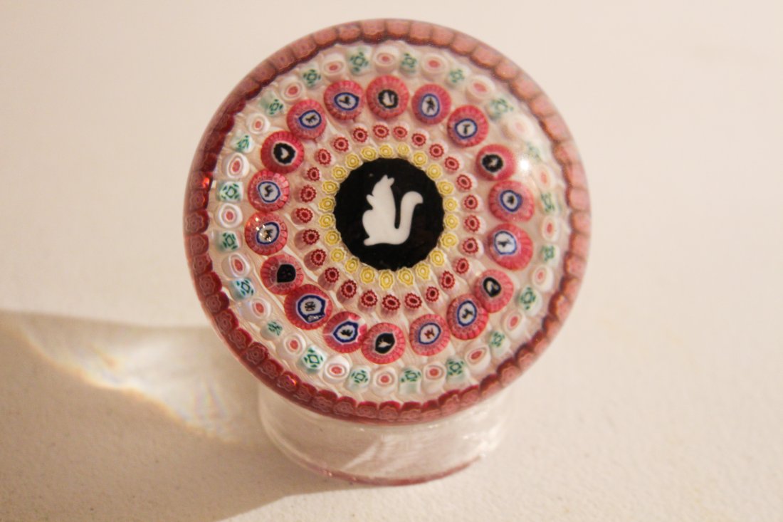BACCARAT 1972 GRIDEL SQUIRREL and CONCENTRIC MILLEFIORI GLASS PAPERWEIGHT (1 of 5)