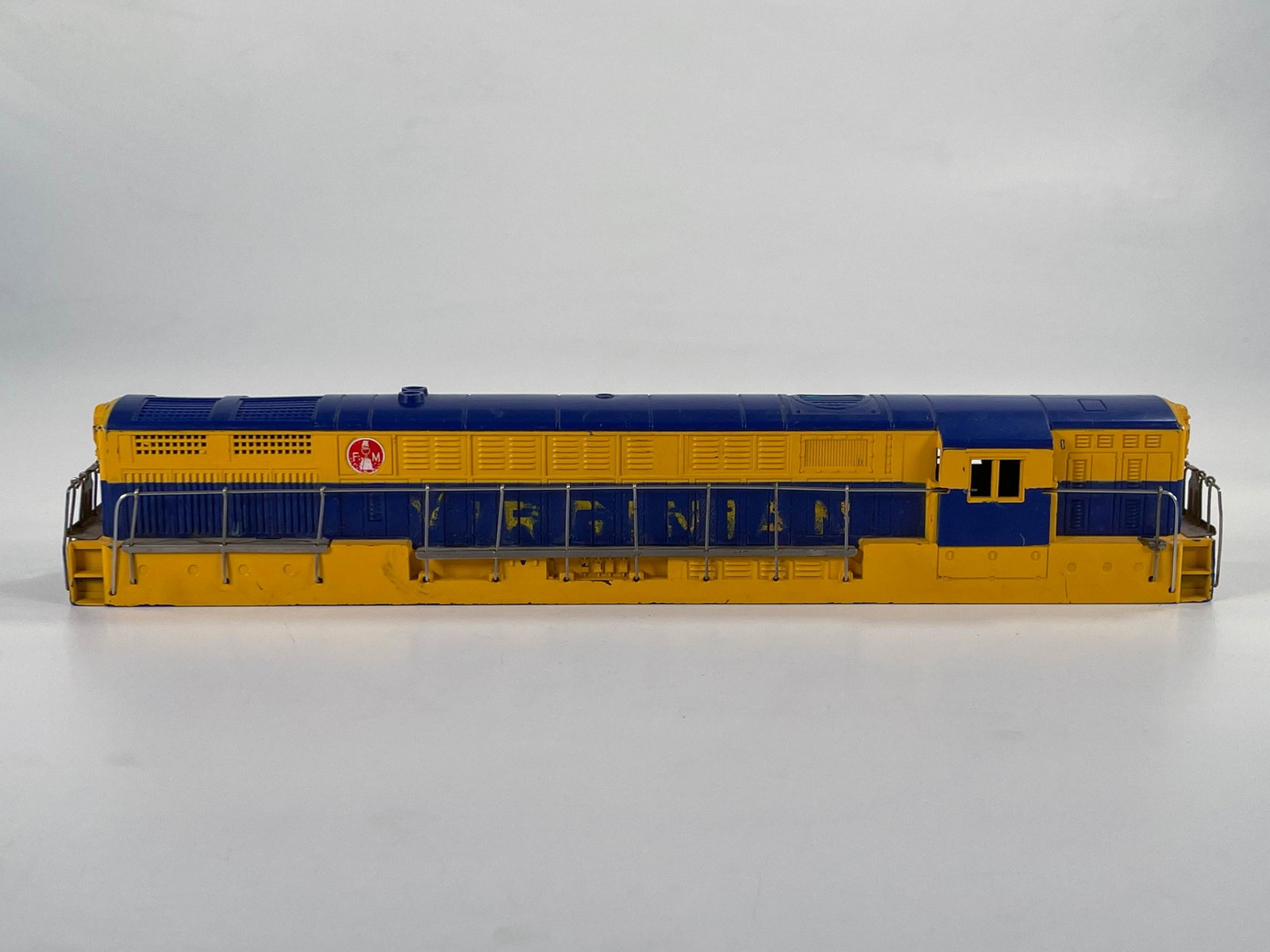 Lionel Postwar #2322 Virginian Plastic Shell Only: Lionel Postwar #2322 Virginian plastic shell only, in blue frame and blue top, in C6, with Virginian lettering faded on one side.