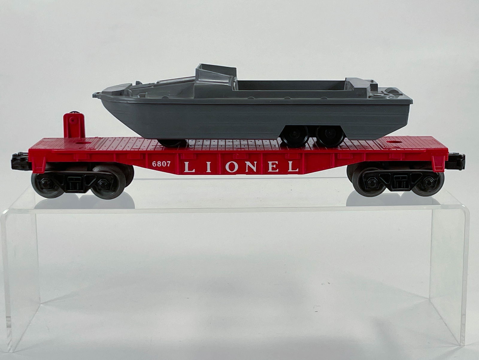 Lionel Postwar #6807 Red Flat Car, with Pyro Amphibious (1 of 6)