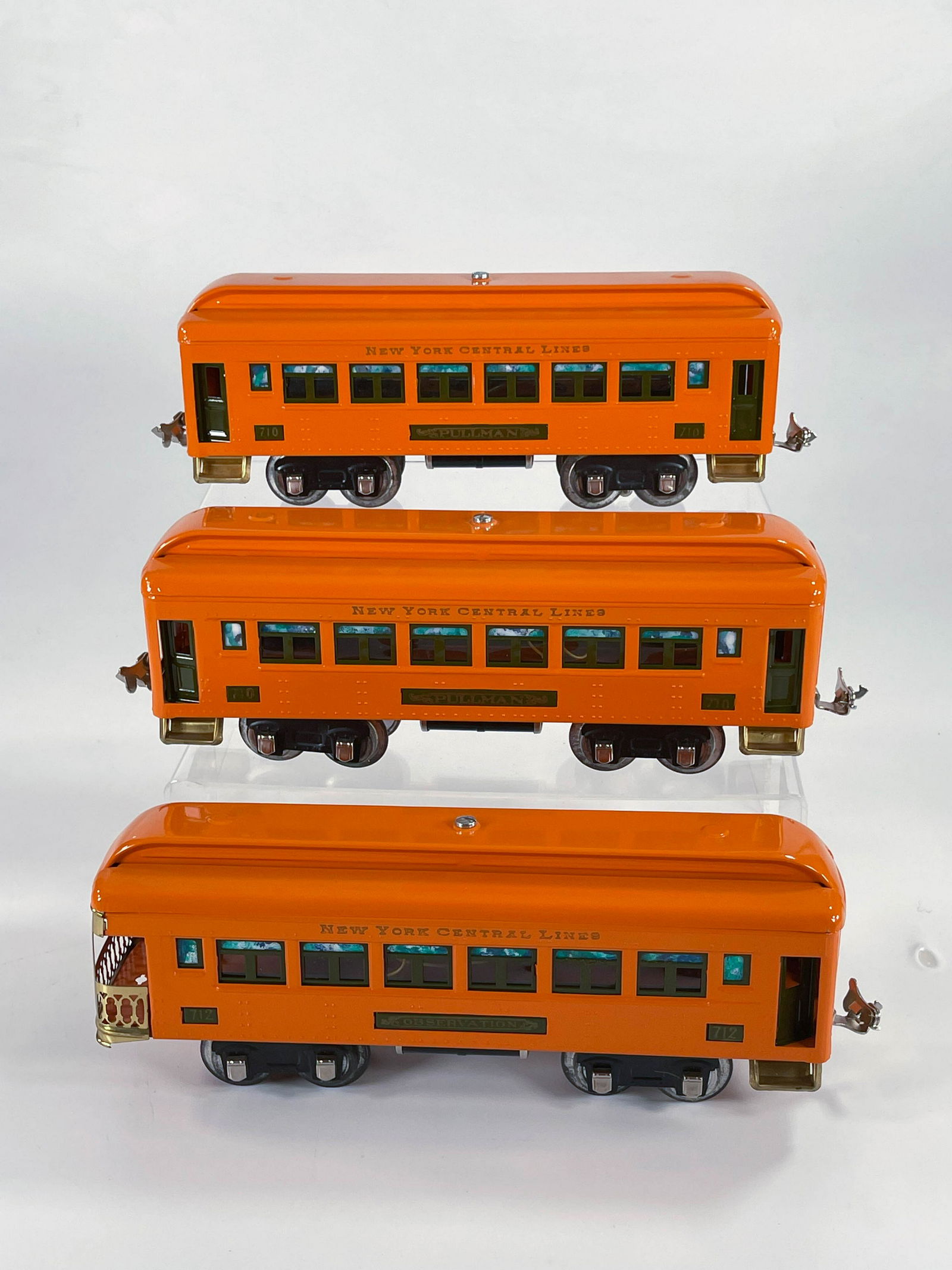 Rich-Art Prewar Three Orange Passenger Cars- #710, #712 (1 of 6)