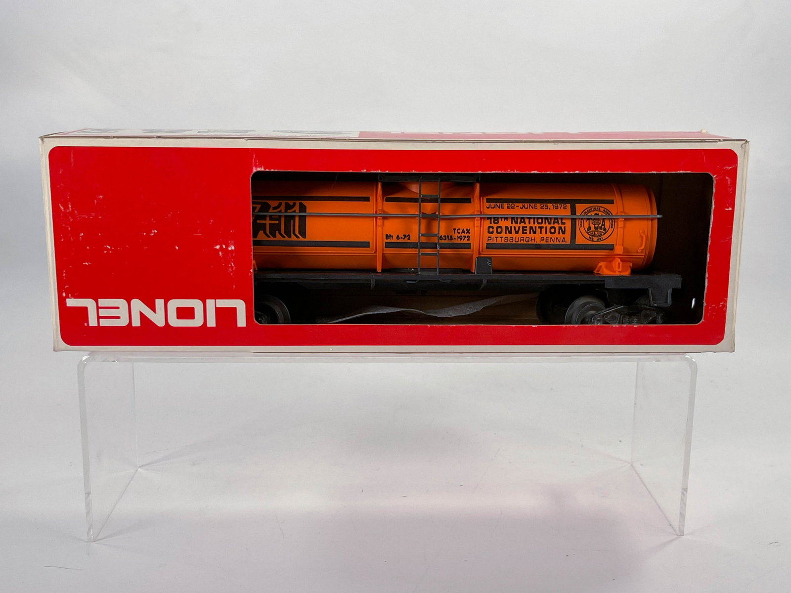 MPC Lionel #6315-1972 TCA Pittsburgh, Pennsylvania Tank: MPC Lionel #6315-1972 TCA Pittsburgh, Pennsylvania Tank Car, in C8.