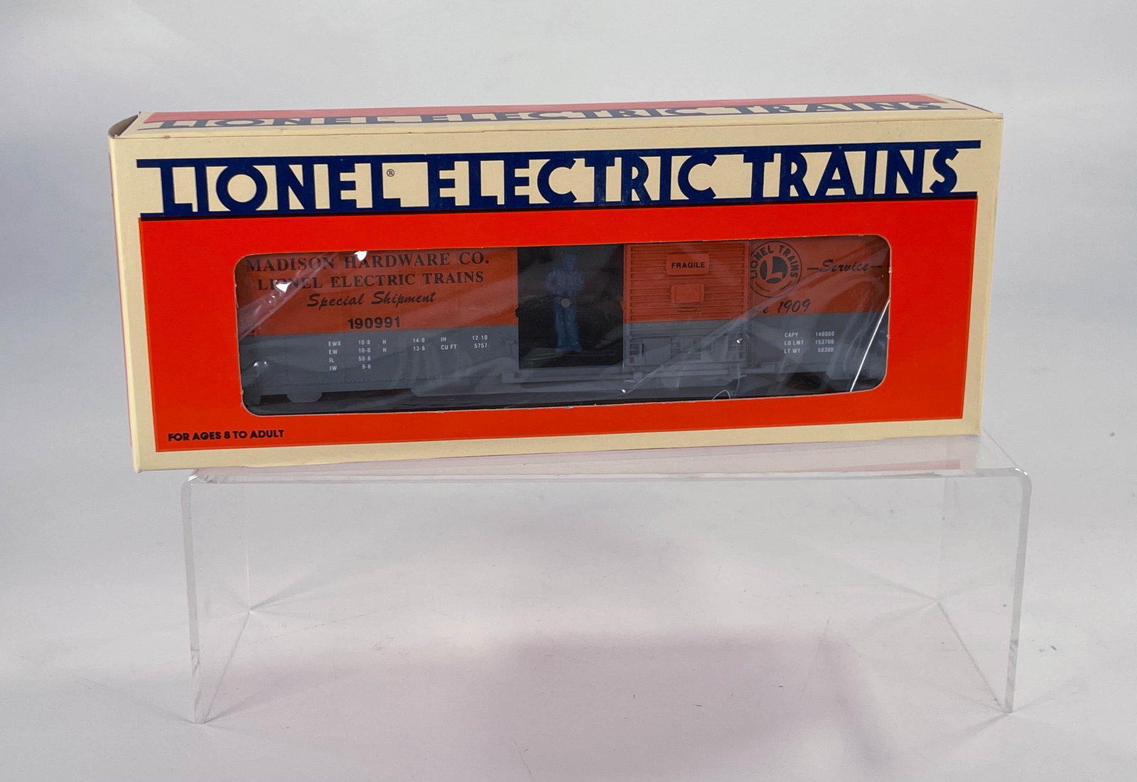 New Lionel #6-19816 Madison Hardware Operating Boxcar,: New Lionel #6-19816 Madison Hardware Operating Boxcar, with Original Box, in C9.