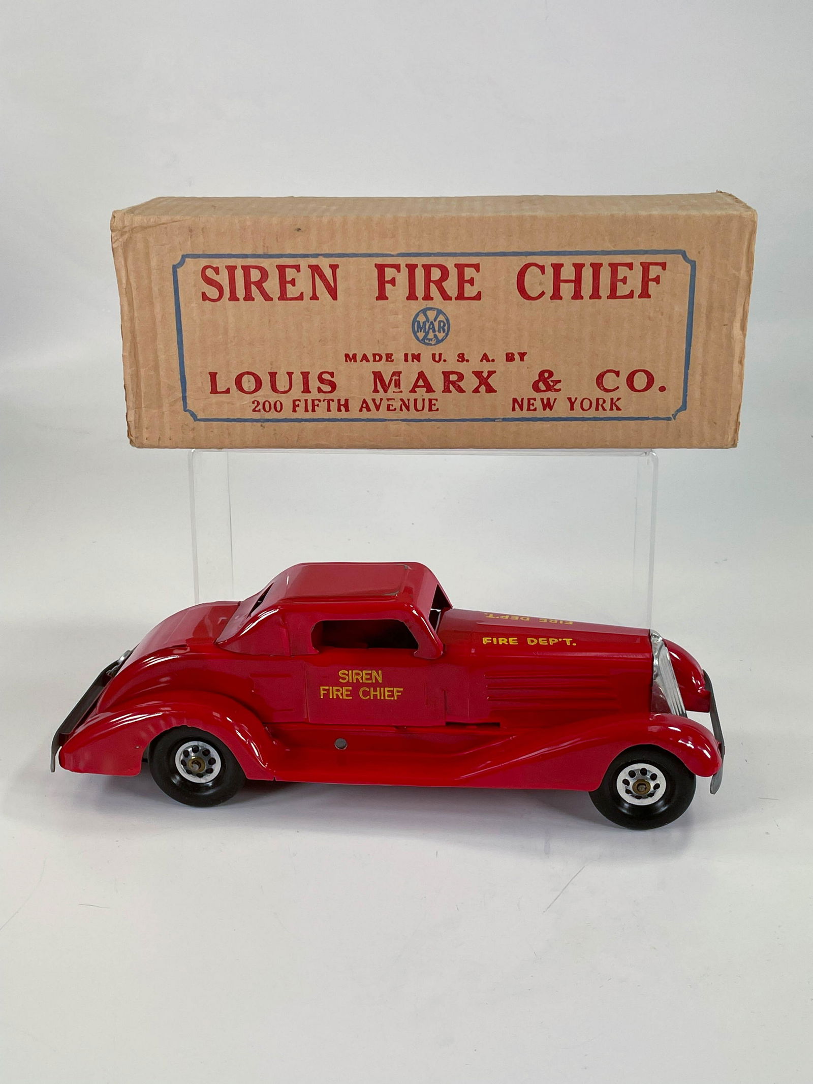 Marx Siren Fire Chief Toy Truck, with Original Box, (1 of 10)