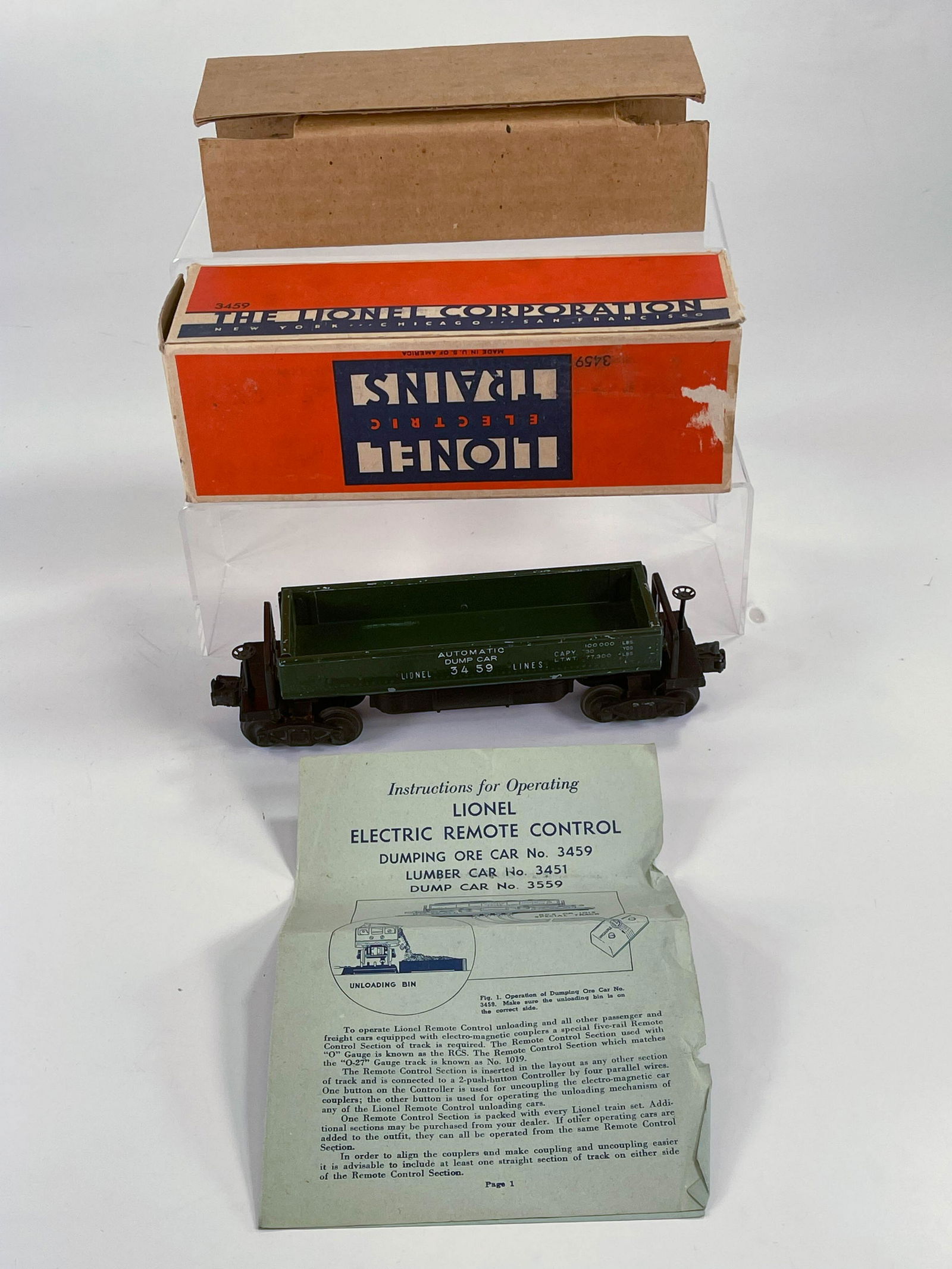 Lionel Postwar #3459 Green Automatic Dumping Ore Car, (1 of 12)