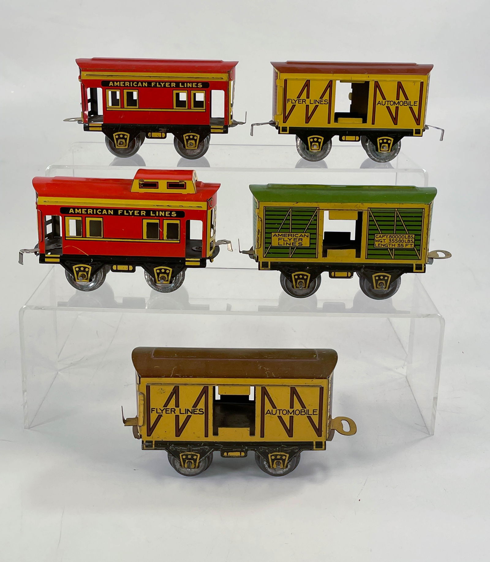 American Flyer Prewar litho small freights x 5, with a (1 of 10)