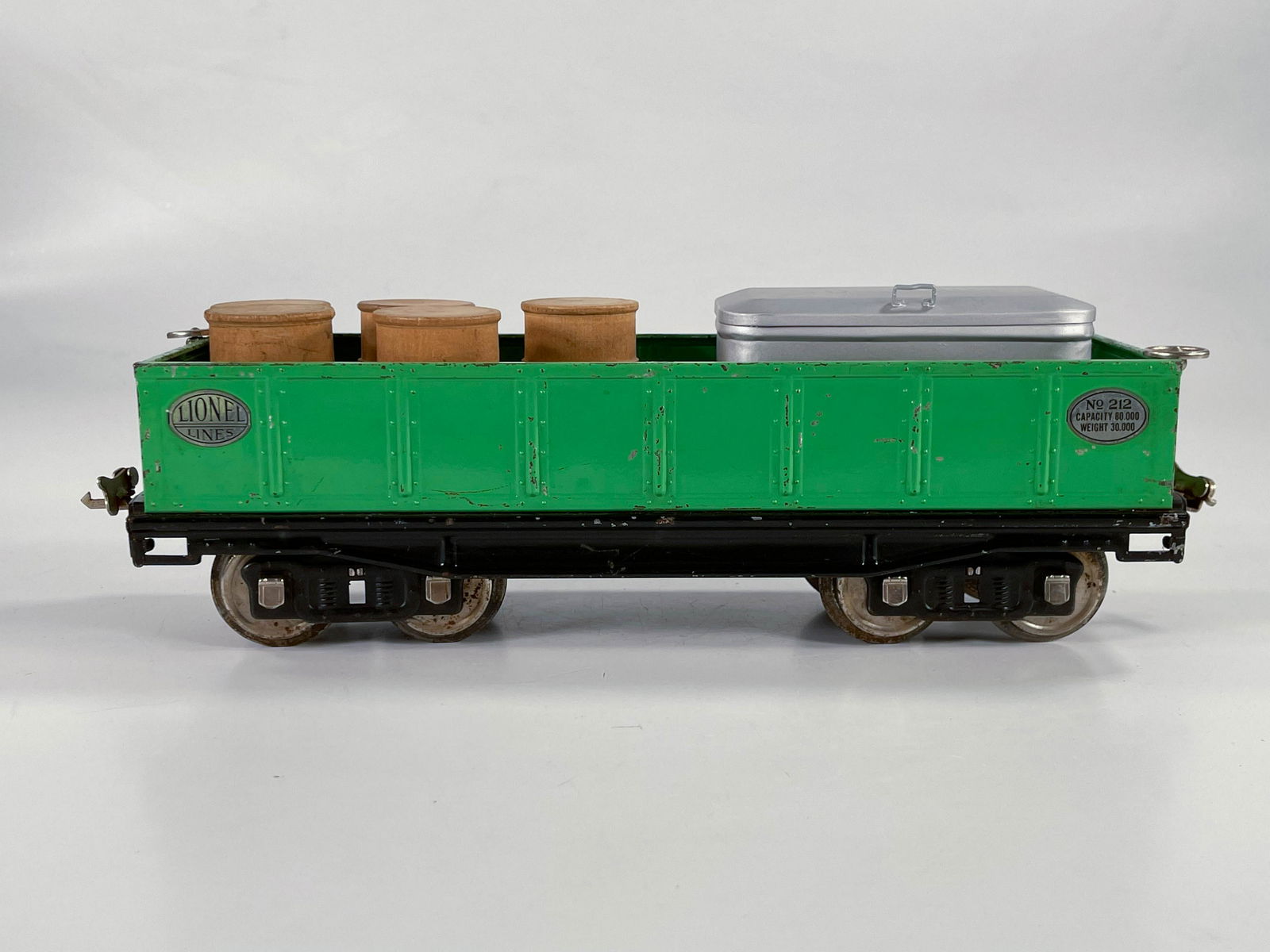 Lionel Prewar #212 Gondola in light green all-nickel (1 of 6)