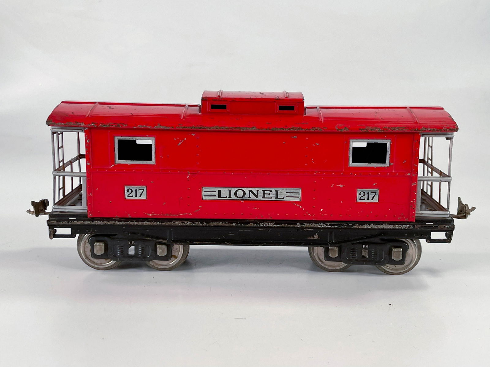 Lionel Prewar #217 caboose in red, in all-nickel (1 of 6)