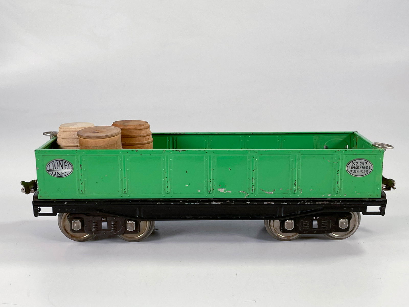 Lionel Prewar #212 Gondola light green in all-nickel (1 of 6)
