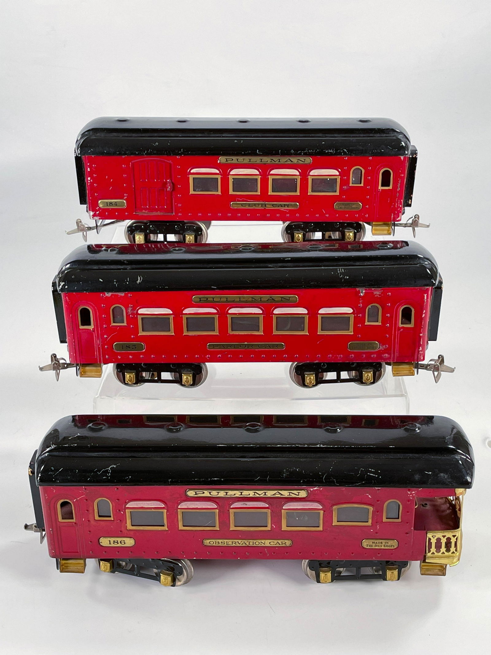 Ives Prewar #184, #185 and #186 red and black brass (1 of 10)