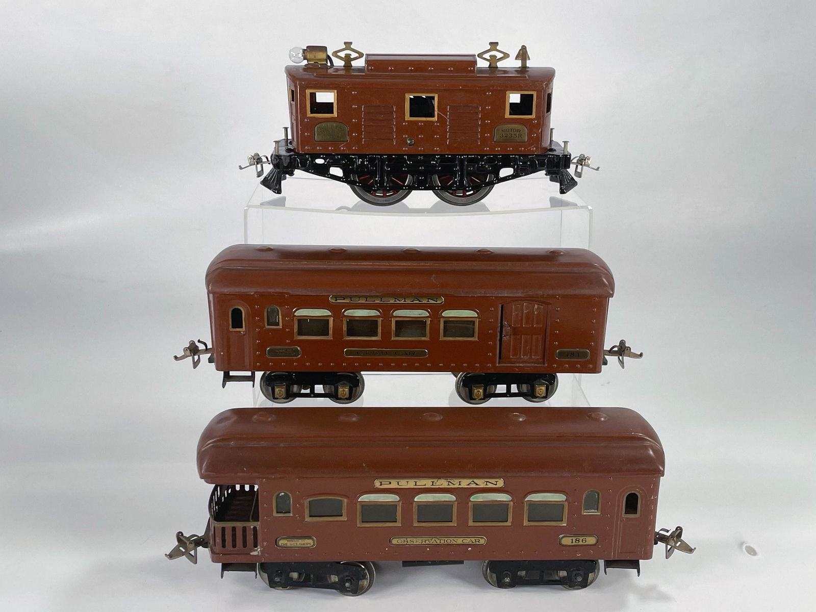Ives Prewar #3235R brown electric locomotive with #184 (1 of 6)
