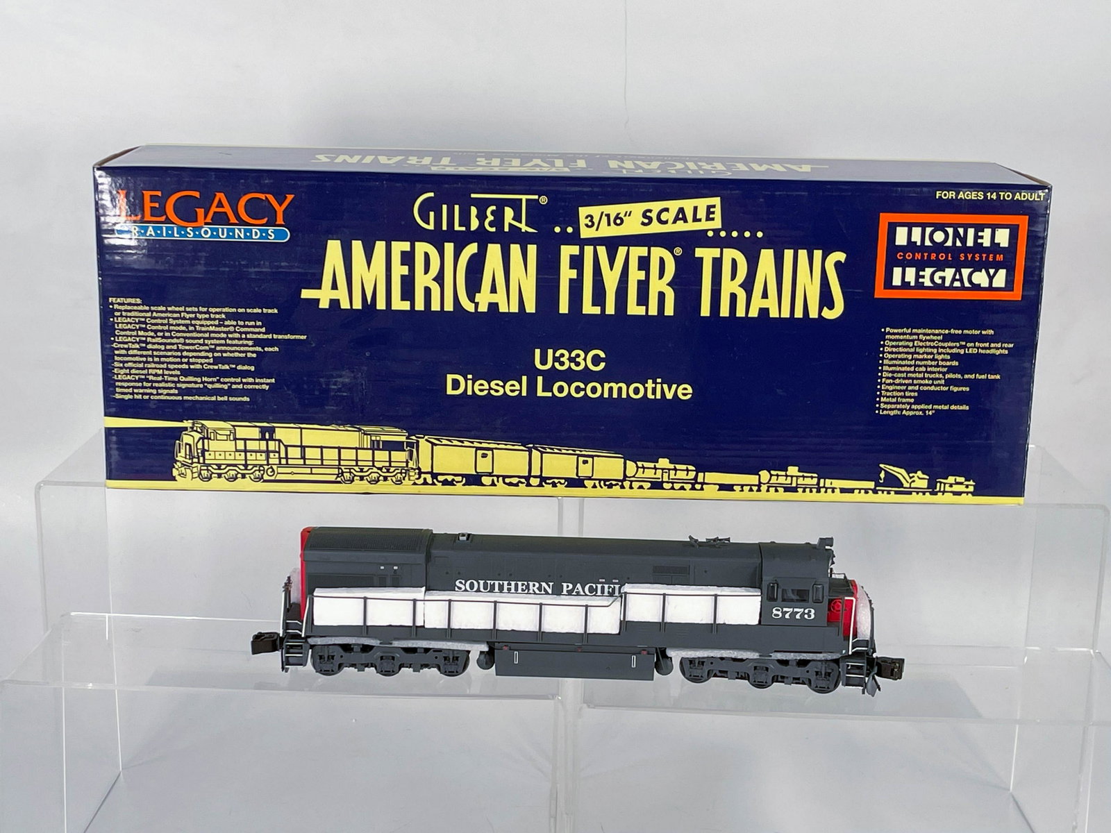 American Flyer S Gauge by Lionel U33-C Southern Pacific: American Flyer S Gauge by Lionel U33-C Southern Pacific Legacy Diesel Locomotive in Original Box, including U33-C Southern Pacific Legacy #6-48146, in C8.