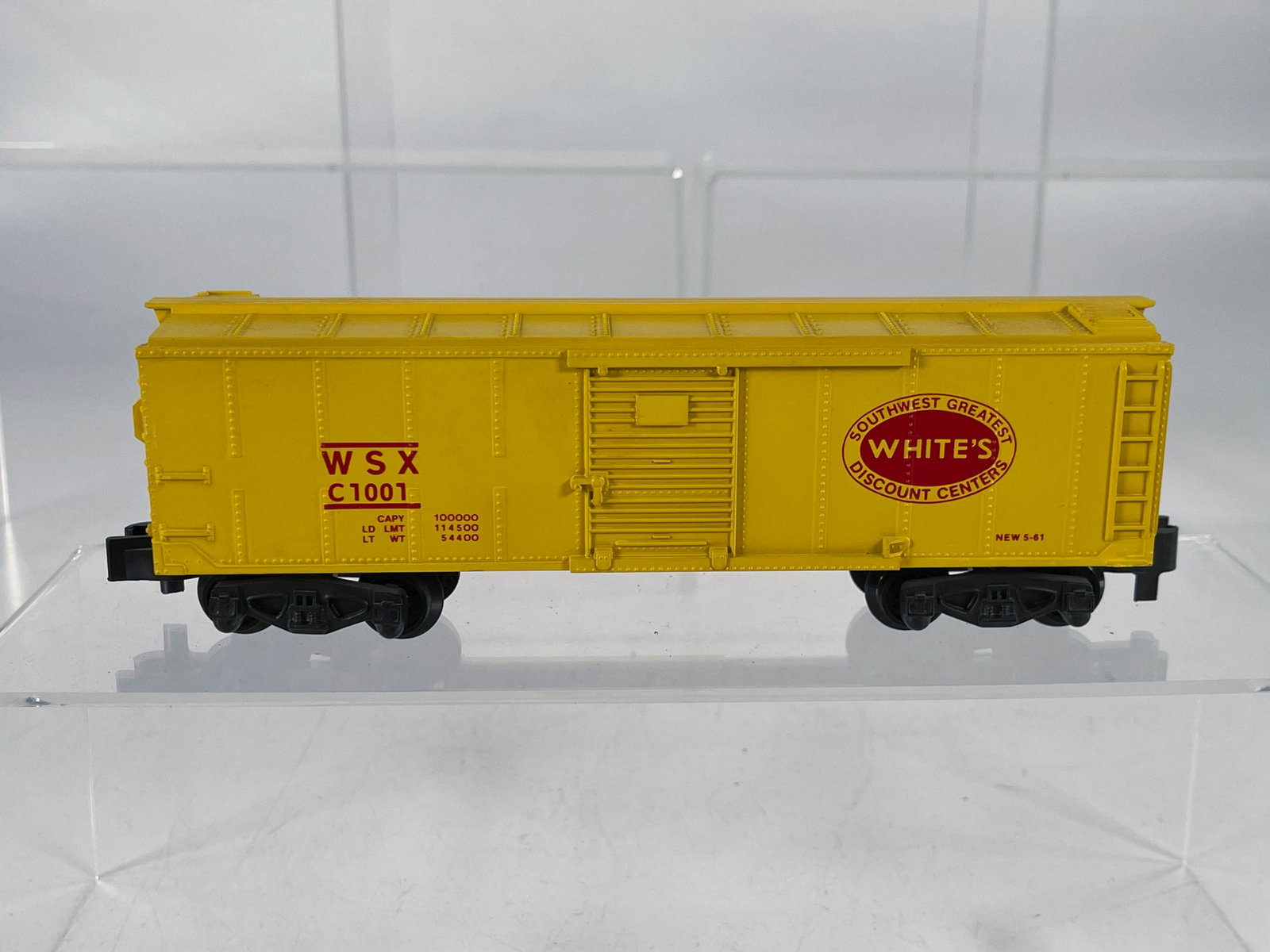 American Flyer S Gauge by Gilbert Standard Reproduction: American Flyer S Gauge by Gilbert Standard Reproduction of the White's Yellow Box Car #C1001, in C7.