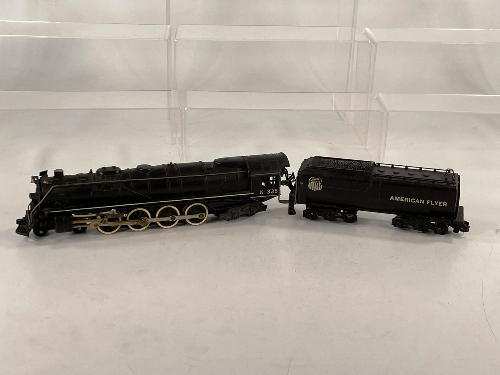 American Flyer S gauge by Gilbert #K335 Union Pacific: American Flyer S gauge by Gilbert K335 Union Pacific Locomotive and Tender, in C7 overall.