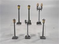 Prewar Lionel O Gauge 35 Boulevard Lamp x4 and Prewar: Prewar Lionel O Gauge 35 Boulevard Lamp x4 and Prewar American Flyer O Gauge 580 Double Arc Light x2, in overall C6.