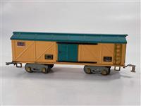 Prewar American Flyer Wide Gauge 4018 Box Car with: Prewar American Flyer Wide Gauge 4018 Box Car with Peacock Blue Roof, in C6+ to C7-.
