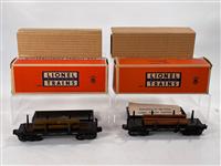 Postwar Lionel O Gauge 3461 Automatic Lumber Car, in: Postwar Lionel O Gauge 3461 Automatic Lumber Car x2, with 3461 automatic lumber car in C7+ in original brick box/liner and the 3461 automatic lumber car in C7+ with lumber in bin, in original box/line