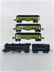 Lionel Prewar 1664 steam locomotive and 2689W tender,: Lionel Prewar 1664 steam locomotive and 2689W tender, 2640×2, 2641 two-tone green passenger cars C6 for locomotive and lower overall C7 for passenger cars.
