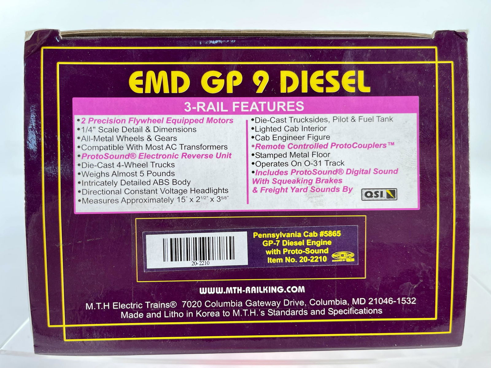 MTH O Gauge EMD GP 9 Diesel, in Original Box (1 of 3)