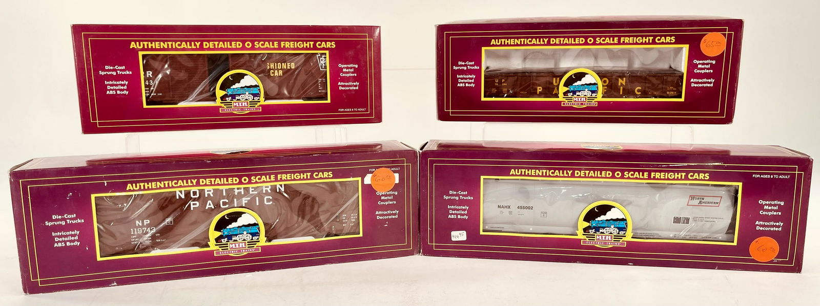MTH O Gauge Assorted Four (4) Freight Cars, in Original (1 of 6)