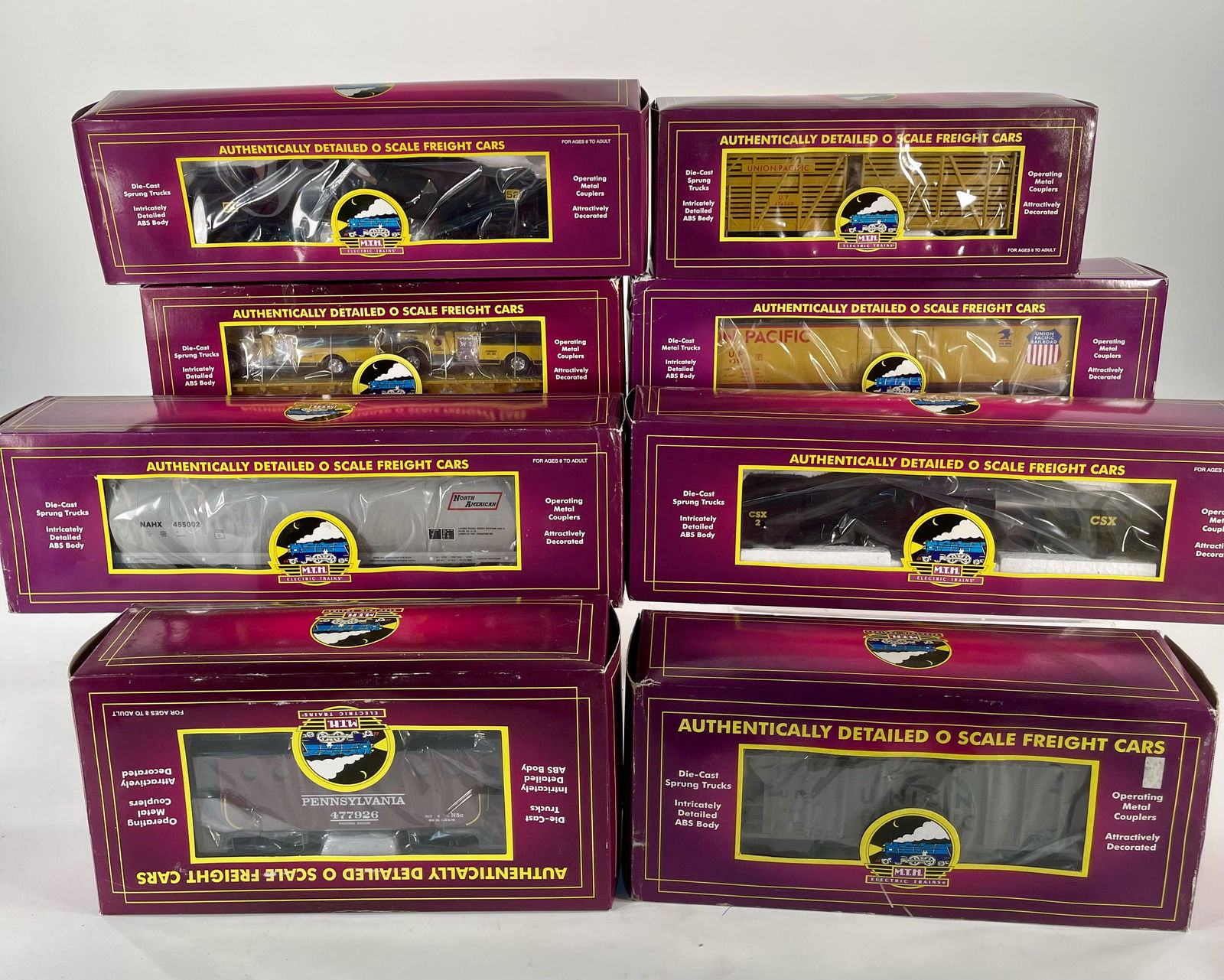 MTH O Gauge Eight (8) Assorted Freight Cars, in (1 of 2)