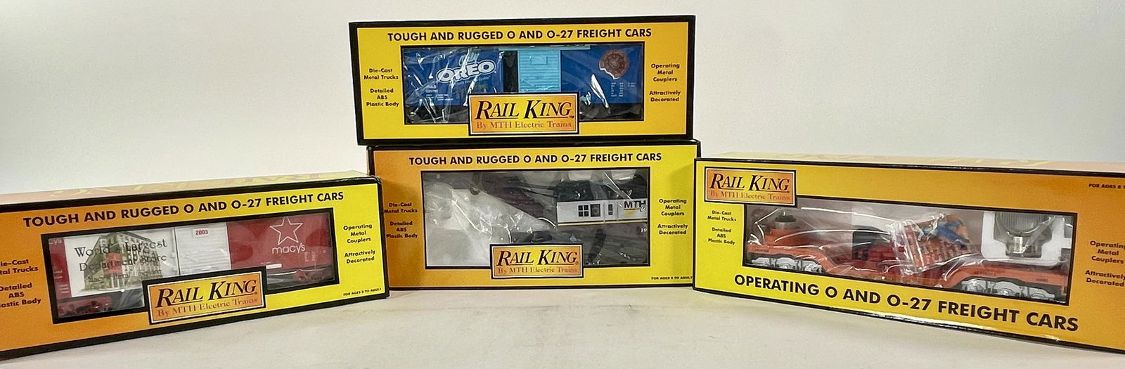 MTH RailKing O Gauge Assorted Four (4) Box Cars in (1 of 2)