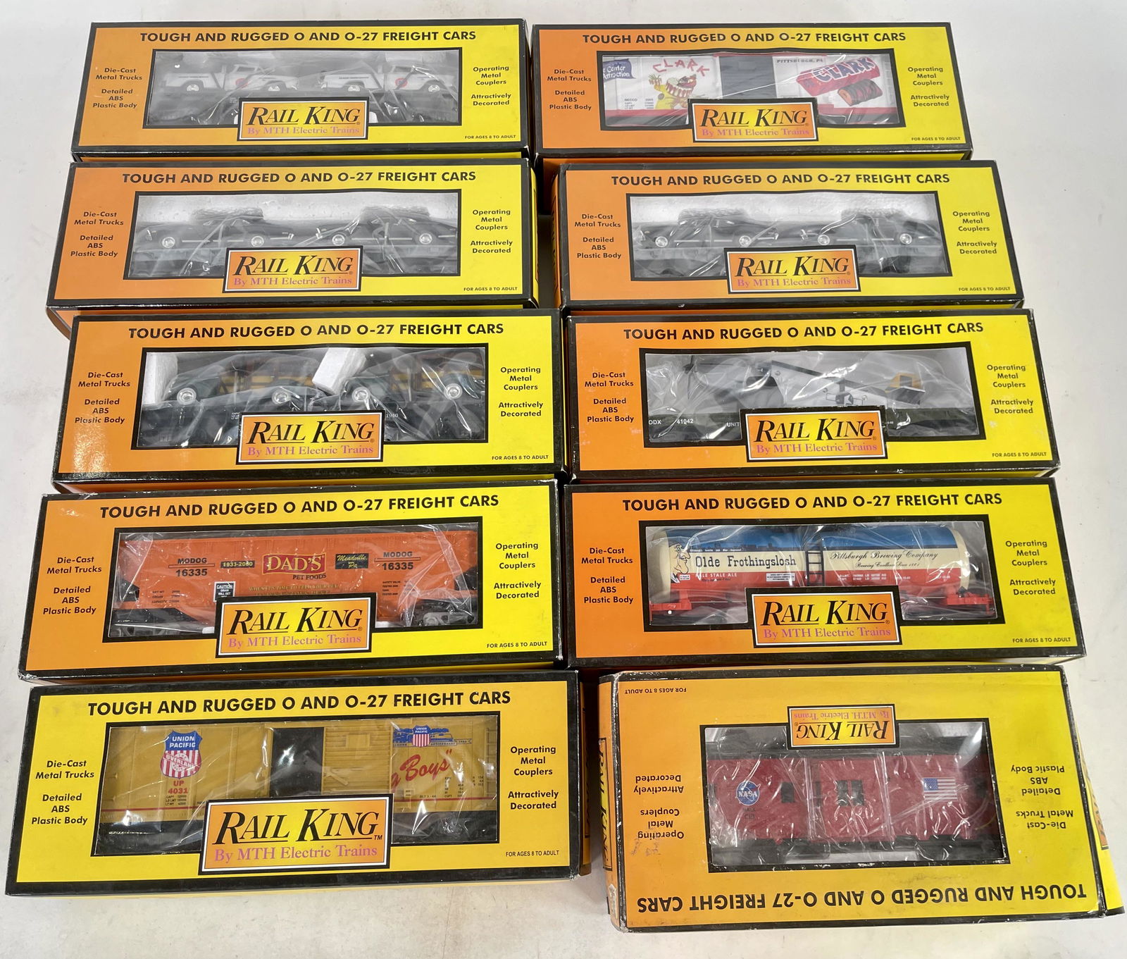 MTH RailKing O Gauge Assorted Ten (10) Freight Cars in (1 of 2)