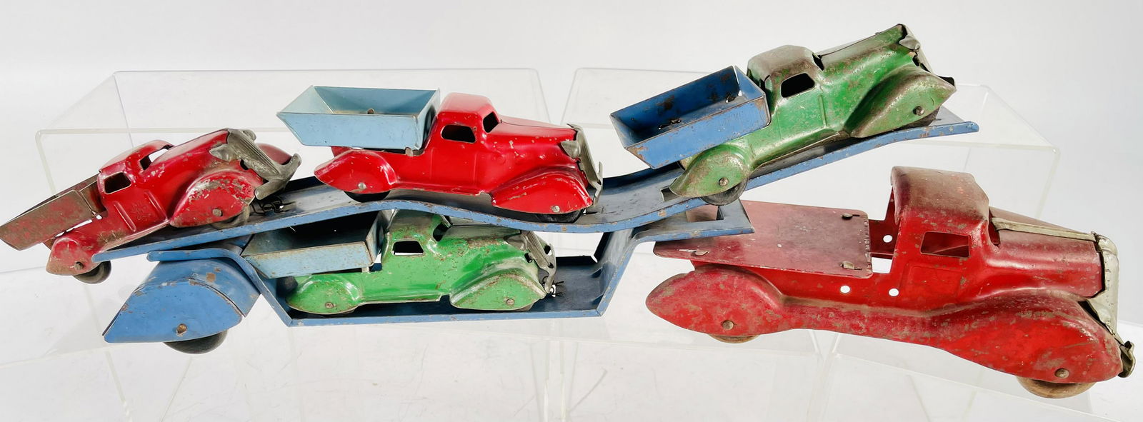 Marx Truck Transport with Trailer and Four (4) Small (1 of 3)