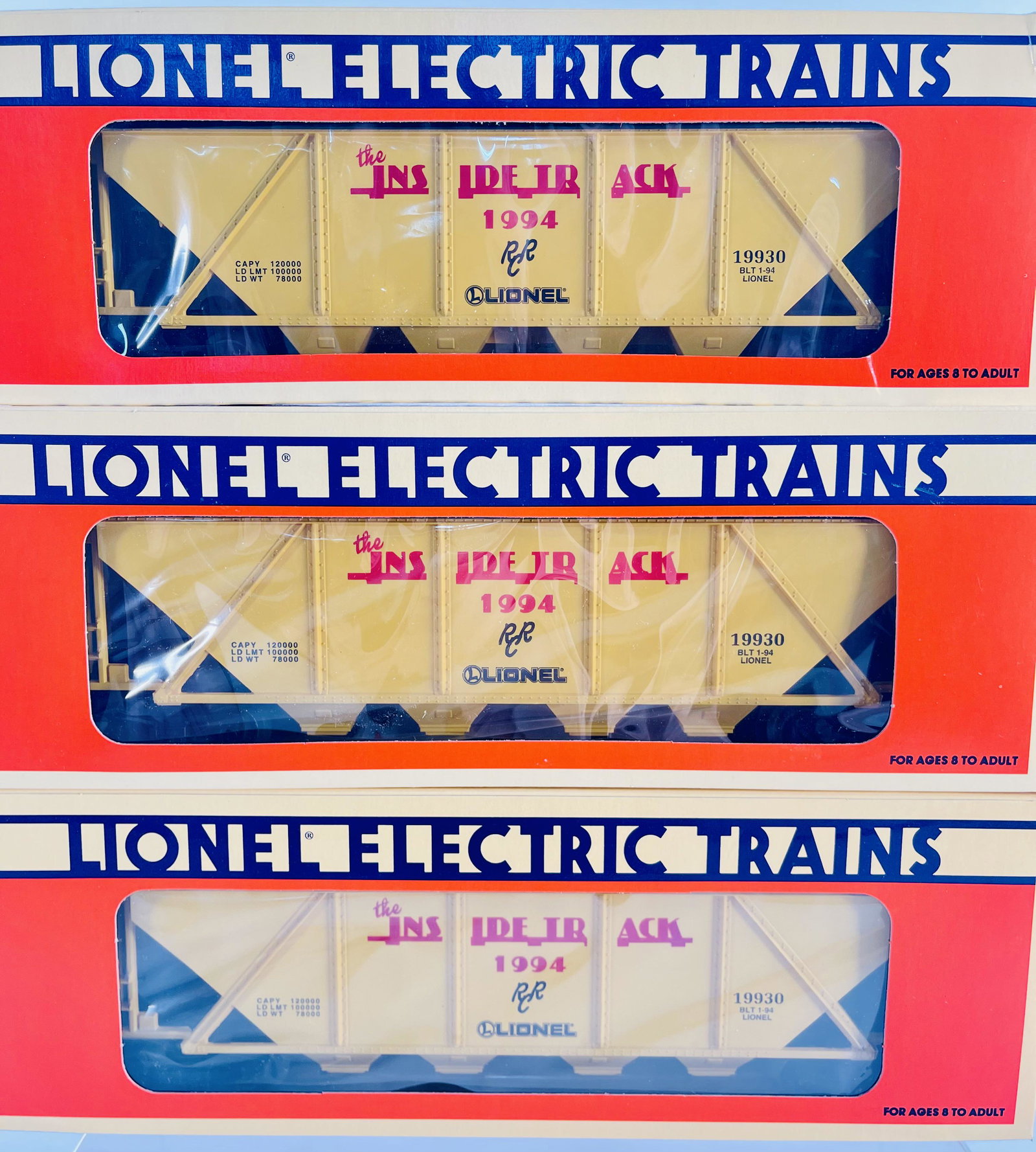 New Lionel O Gauge Railroad Club 4 – Bay Hopper X3: New Lionel O Gauge Railroad Club 4 – Bay Hopper X3, all in original boxes and in C10 factory new condition.