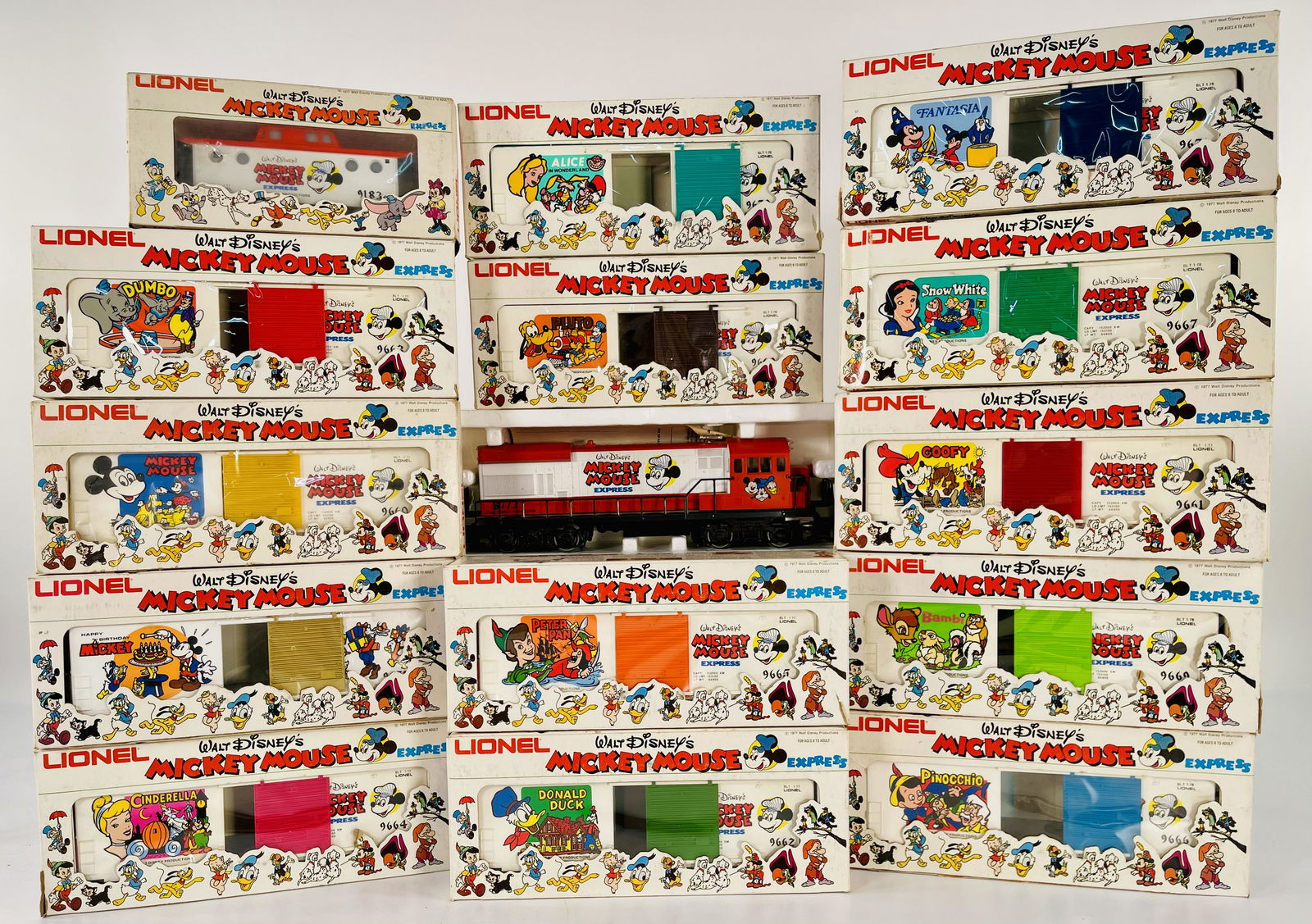 MPC Lionel O Gauge Walt Disney Express U 36B Diesel Engine and Fourteen (14) Assorted Freight Cars (1 of 10)