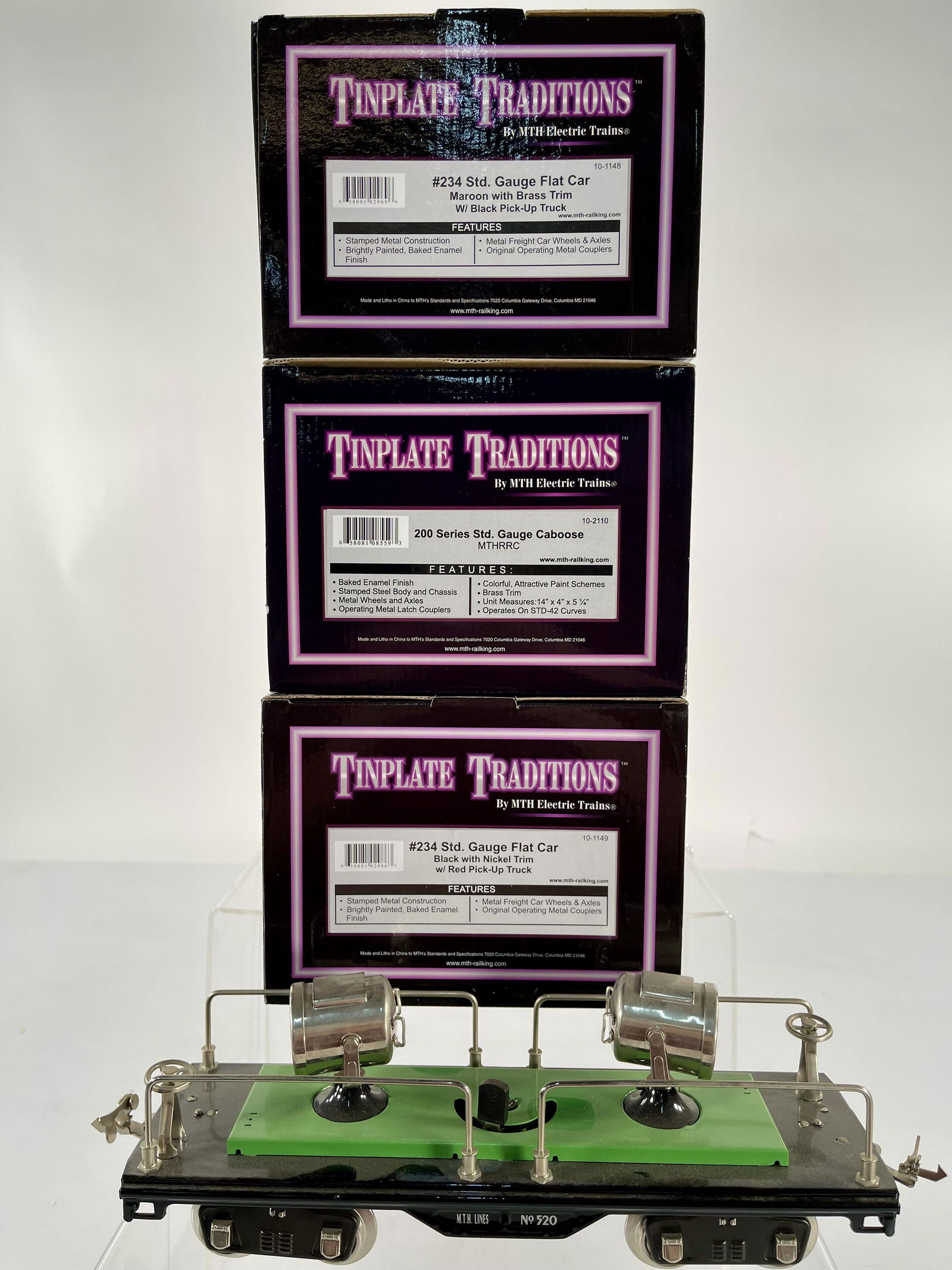 MTH Tinplate Traditions Standard Gauge Four (4) Assorted Freight Cars (1 of 5)