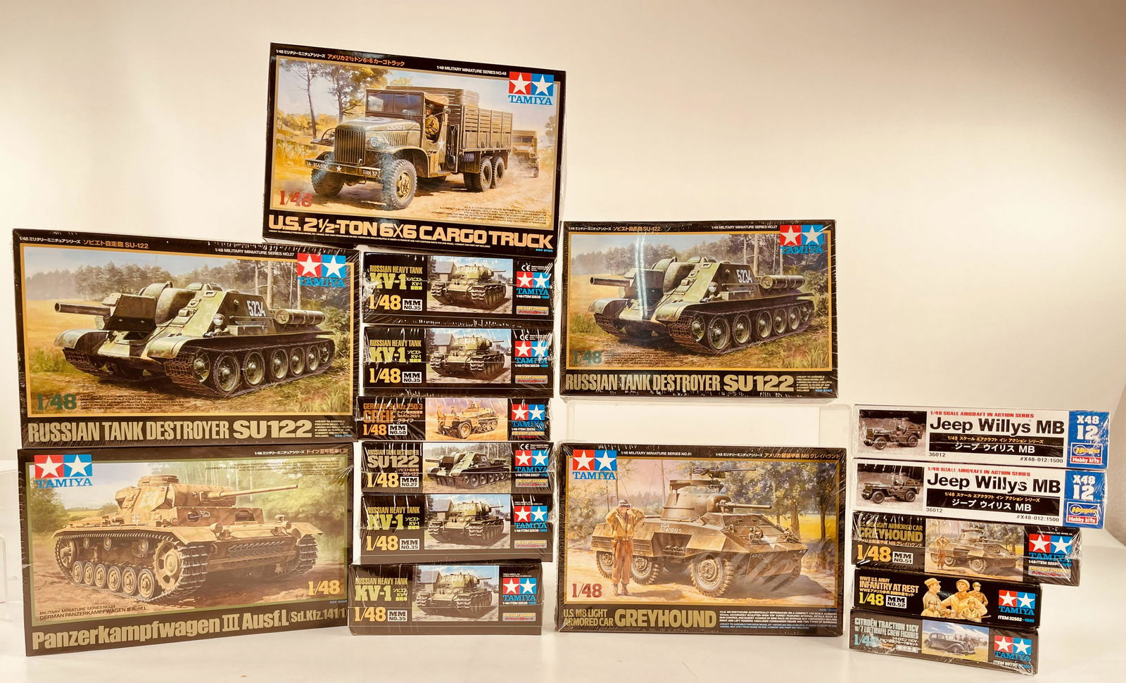 Tamiya Military Plastic Model Kit X14 and Hasegawa Plastic Military Model Kit X2 (1 of 3)