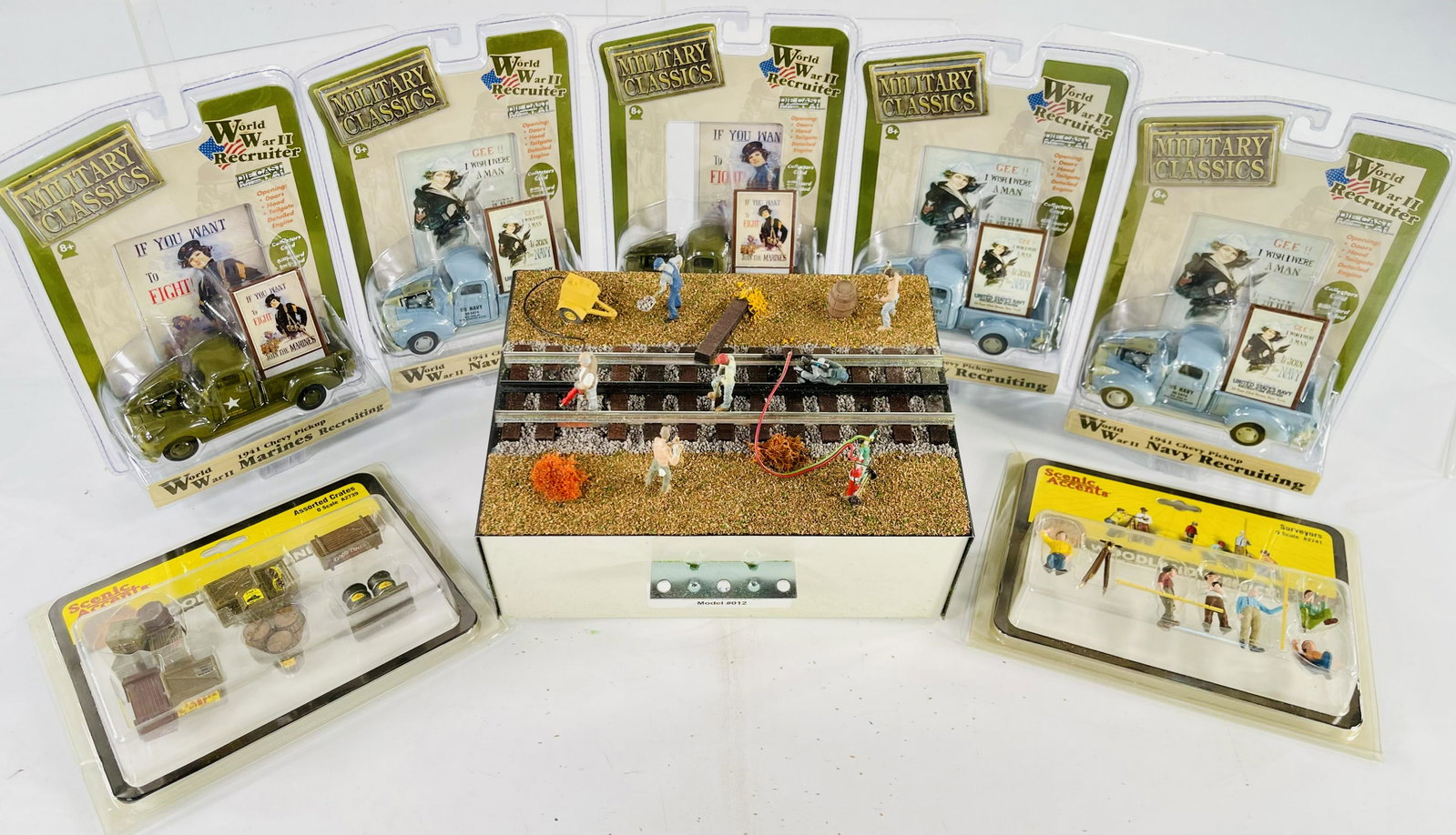 Gearbox Toys Military Classics Vehicle Packet X7 and Assembled Custom #012 Track Crew: Gearbox Toys Military Classics Vehicle Packet X7 and Assembled Custom #012 Track Crew, in original boxes and in C10 factory new.