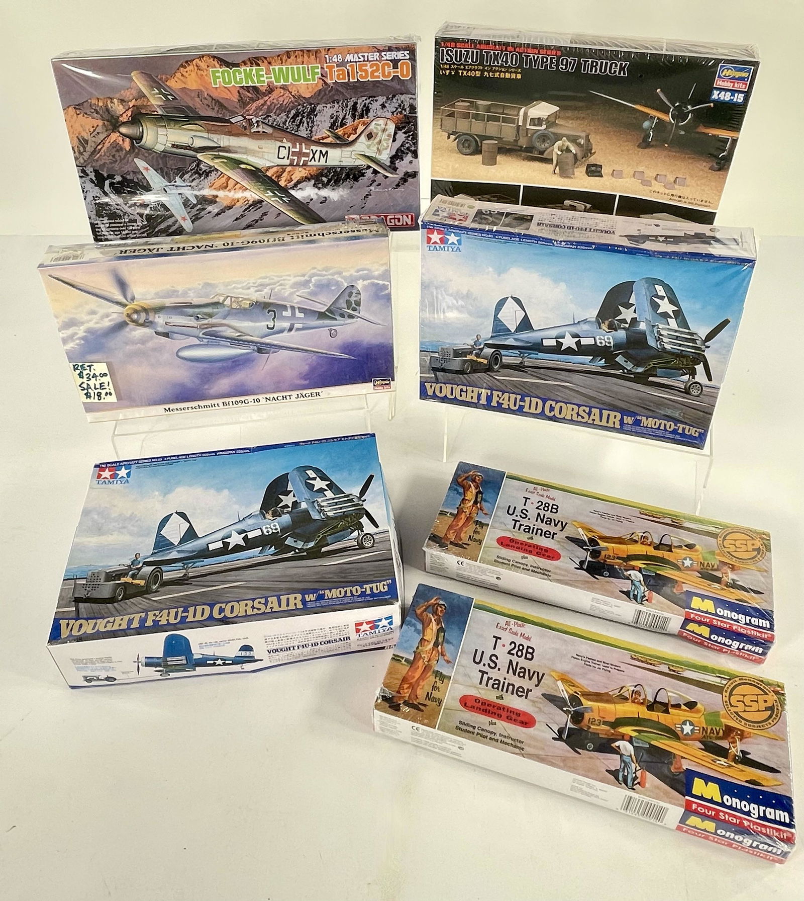 Monogram Plastic Airplane Kit X3, Hasegawa Plastic Airplane and Military Kit X2, Tamiya Plastic (1 of 7)