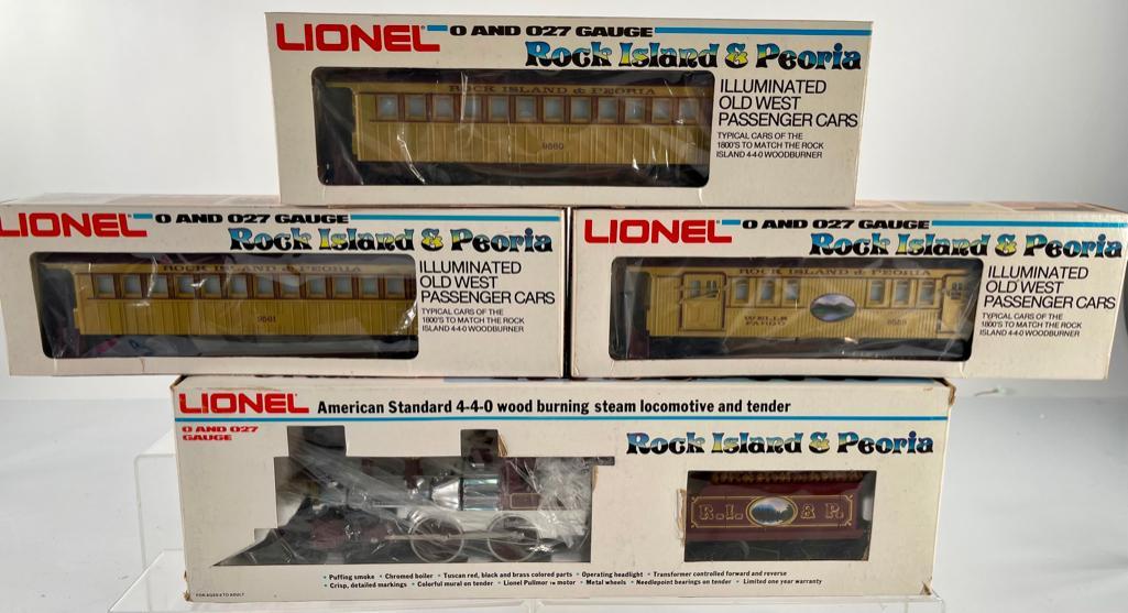 Lionel MPC Rock Island & Peoria Locomotive and Tender and Three (3) Passenger Cars (1 of 7)