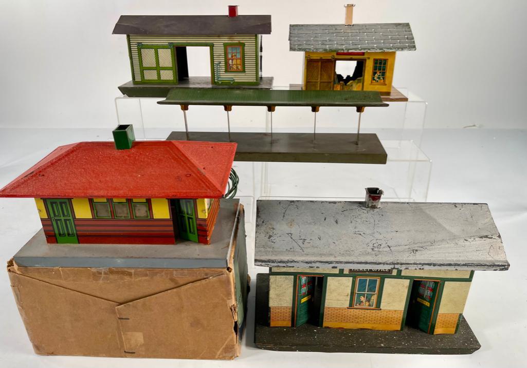 American Flyer Prewar Station, Three Prewar Ives Stations and possible Marklin Prewar Station (1 of 9)