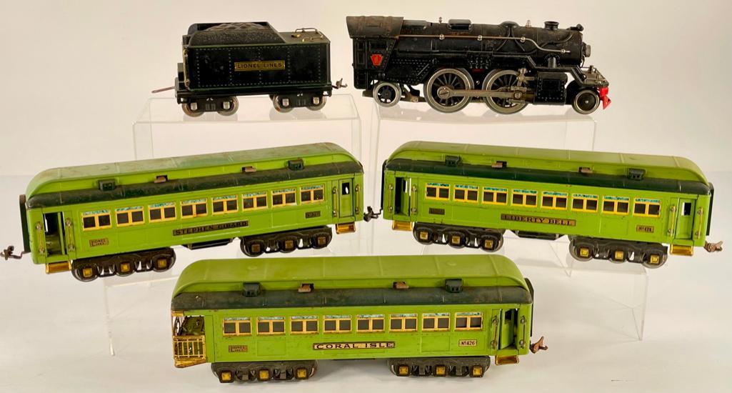 Lionel Standard Gauge 1835E Loco and Tender with Three (3) Stephen Girard Two-Tone Green Passenger (1 of 12)
