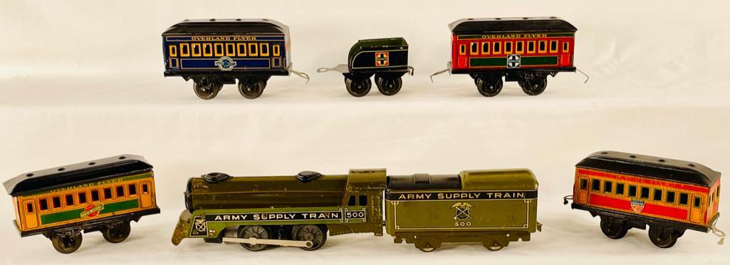 Marx Prewar 500 Army Supply Train Loco w/Army Supply Train Tender & Hafner Four Assorted Cars (1 of 20)