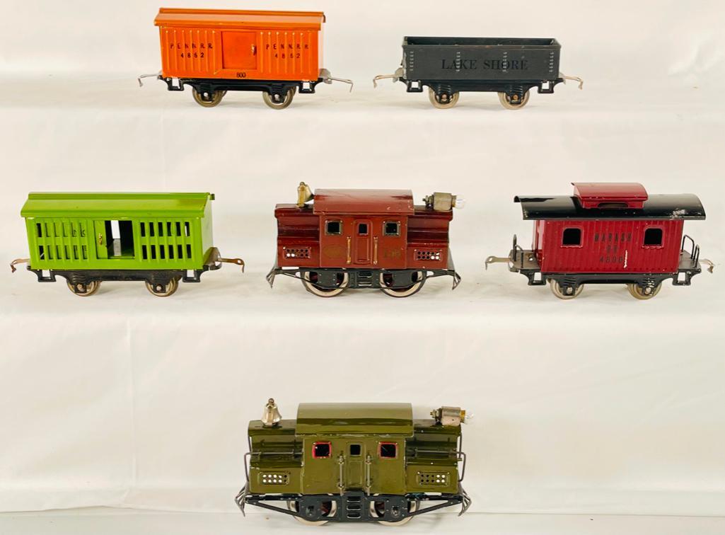 Lionel Prewar O Gauge #153 Olive Green Electric/#150 Maroon Electric & Four Assorted Freight Cars (1 of 20)