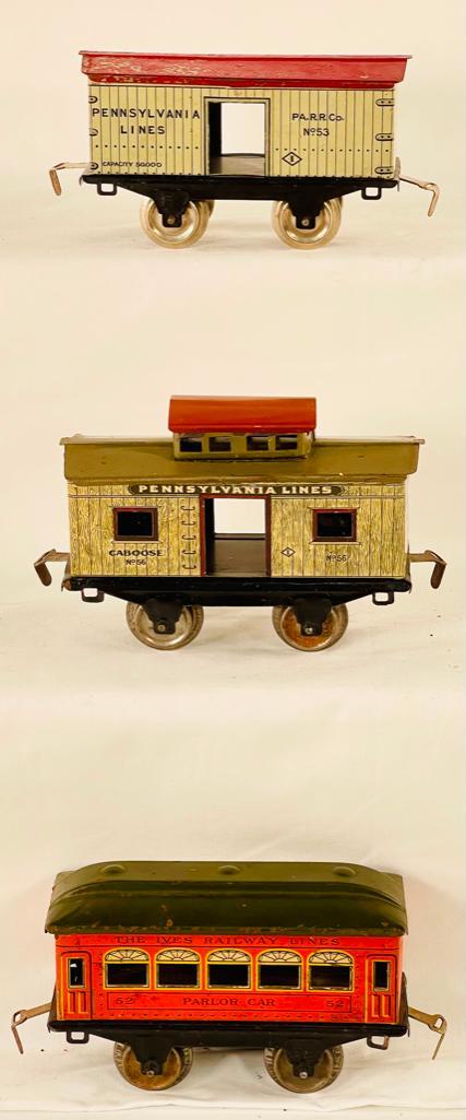 Ives Prewar O Gauge Three (3) Assorted Freight Cars and Passenger Car (1 of 18)