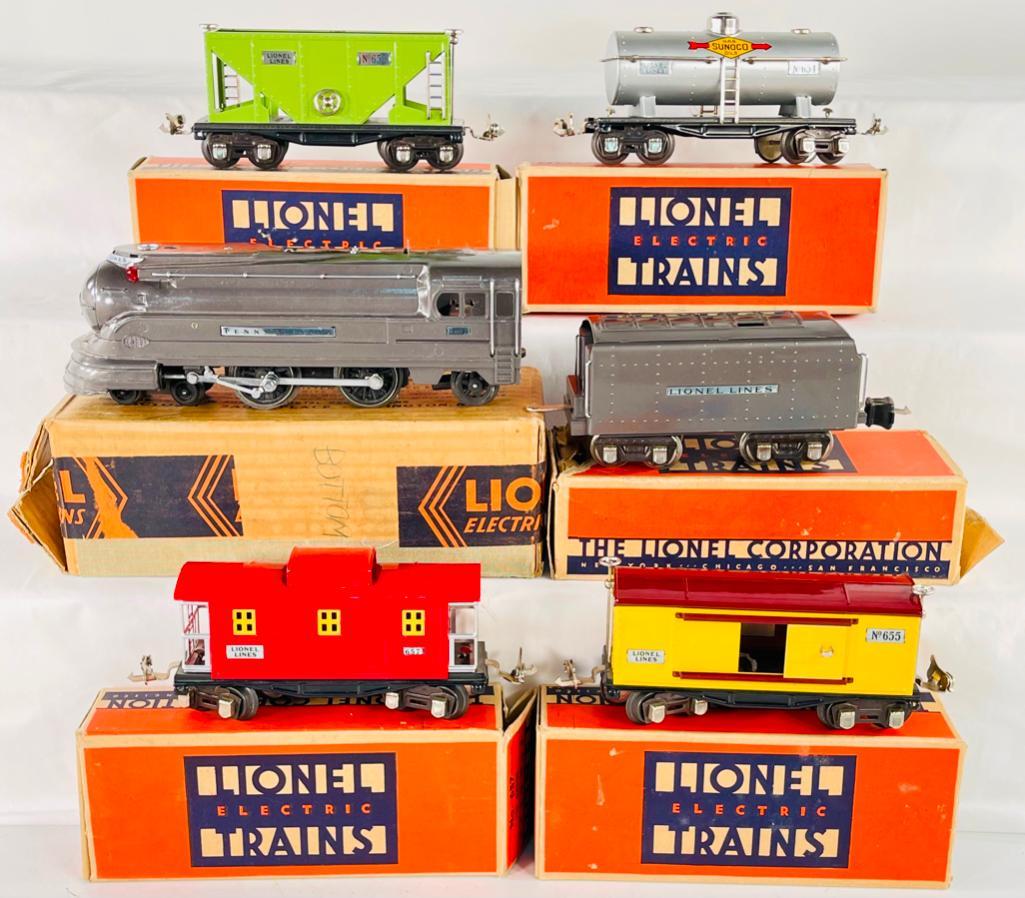 Lionel Prewar O Gauge 238E Gunmetal Loco & 265W Gunmetal Tender, w/Four (4) Assorted Passenger Cars (1 of 20)